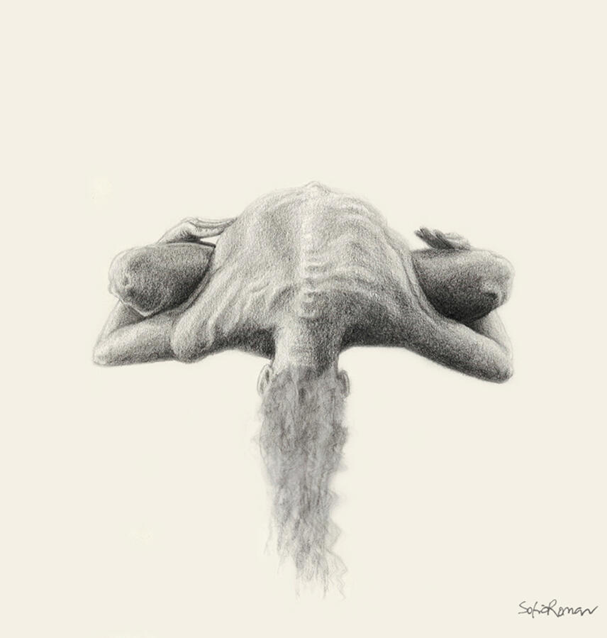 "Black-Eyed", dibujo por Sofia Román sobre remordimiento tras episodio bipolar.