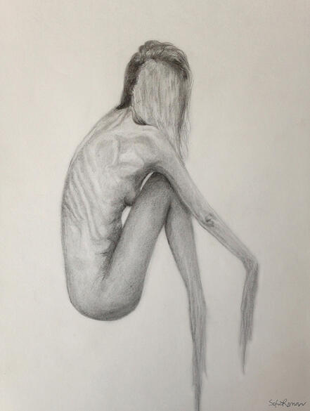 Delusion "Delusion", dibujo de Sofia Román durante episodio mixto bipolar con psicosis.